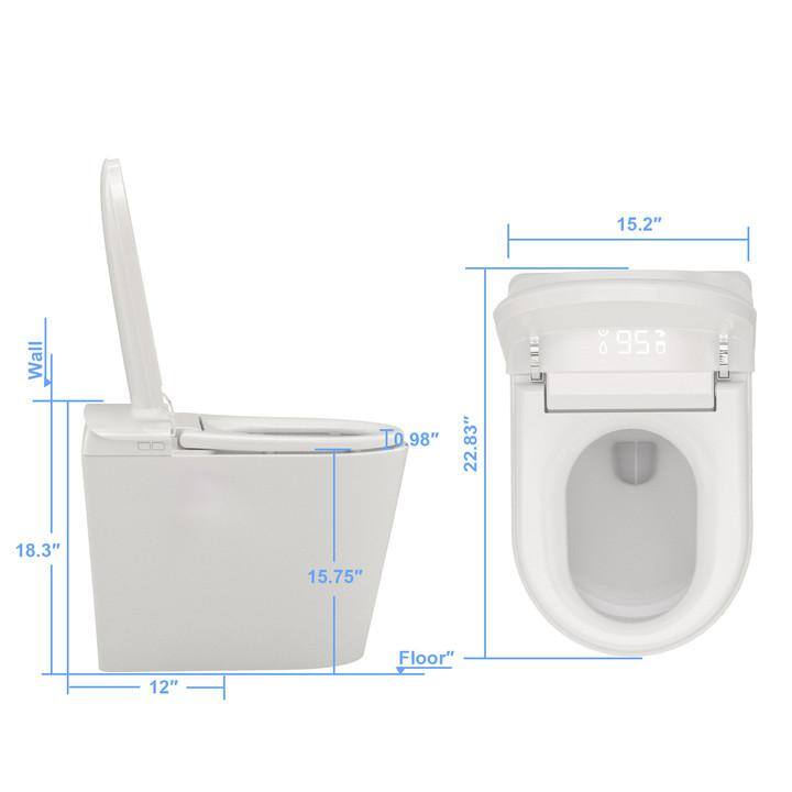 FORCLOVER Elongated Bidet Toilet 1.28 GPF with Heated Seat and LED Display