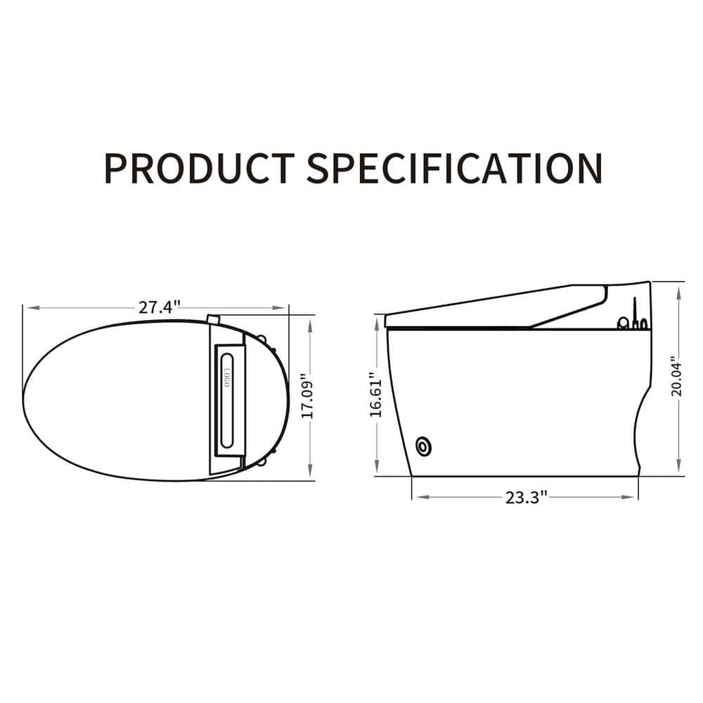 HOMEMYSTIQUE Height Intelligent Toilet Bidet with Auto Flush and Heated Seat