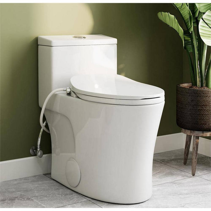 HOROW Chair Height Dual Flush Elongated Toilet with Non-Electric Bidet