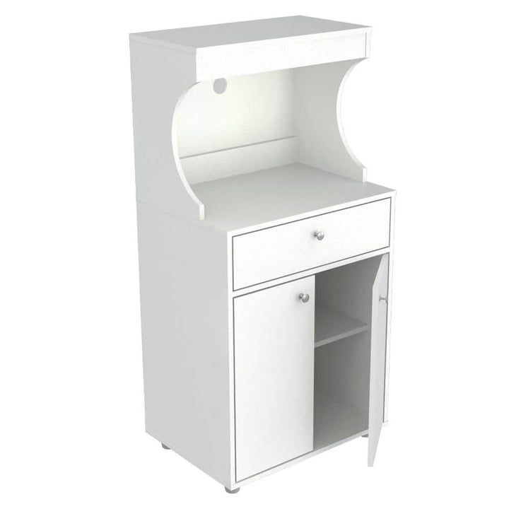 Inval Galley Ready to Assemble 23.6 in. W x 17.1 in. D x 50 in. H Microwave Storage Utility Cabinet in White