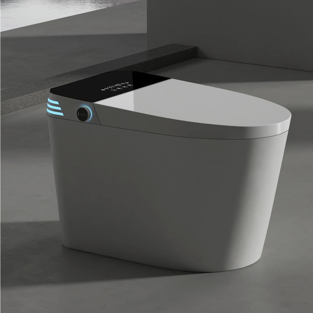 JimsMaison Elongated Bidet Toilet 1.28 GPF with Auto Flush, Heated Seat in White