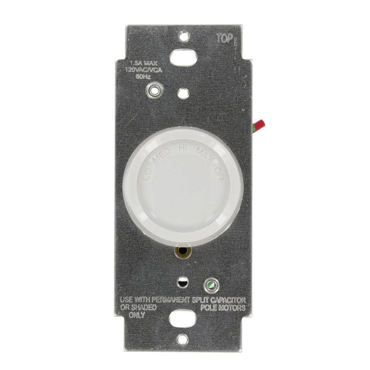 Leviton 1.5 Amp Trimatron Single-Pole Step-Control Rotary Fan Speed Control, White with Ivory and Light Almond Knobs