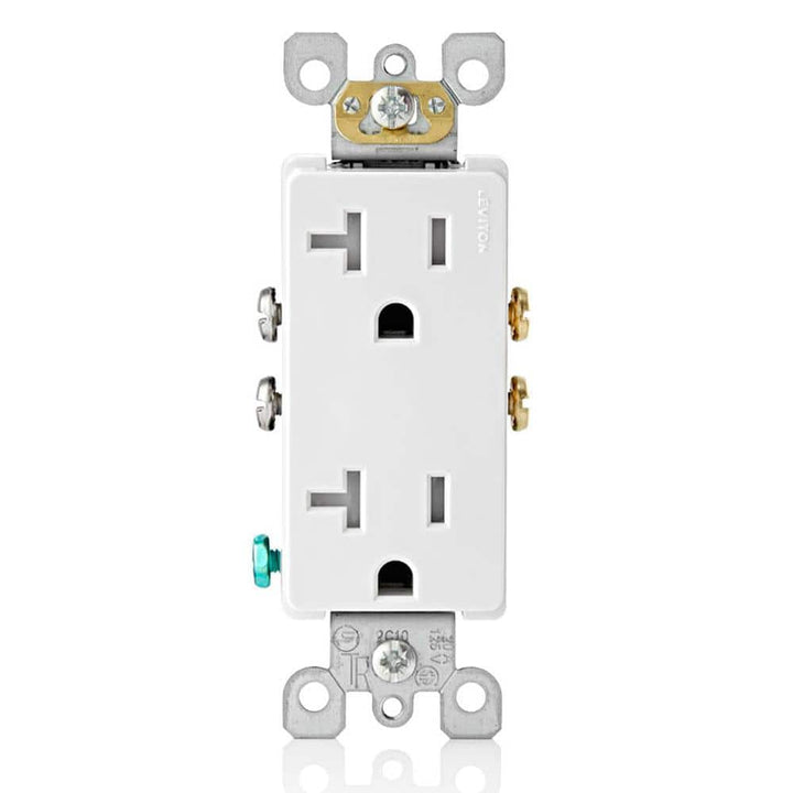 Leviton Decora 20 Amp Tamper-Resistant Duplex Outlet, 125V, White (R52-T5825-00W)