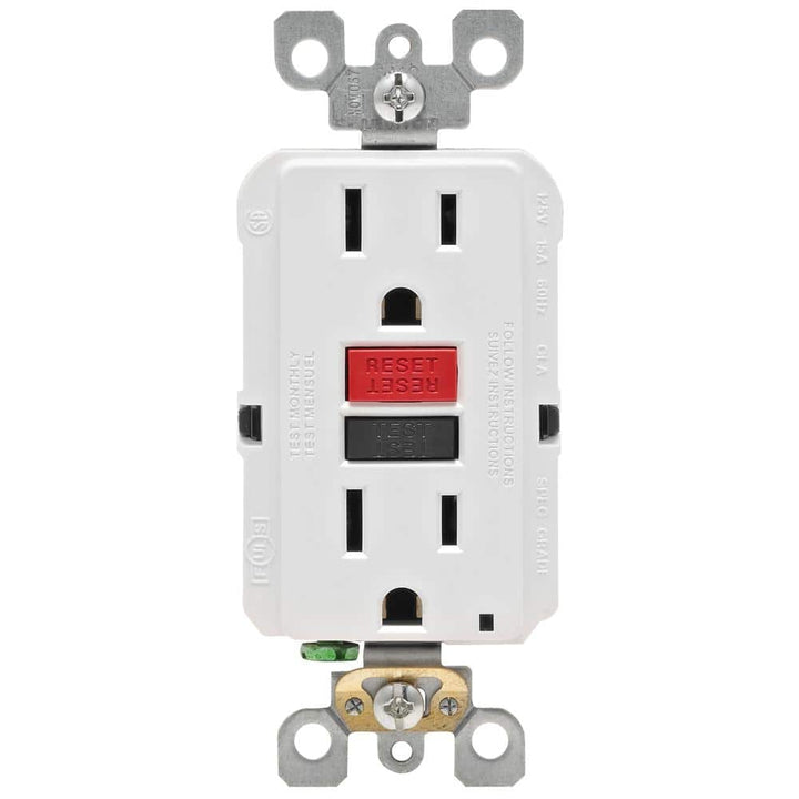 Leviton 15 Amp 125-Volt Self-Test Tamper-Resistant GFCI Outlet, White