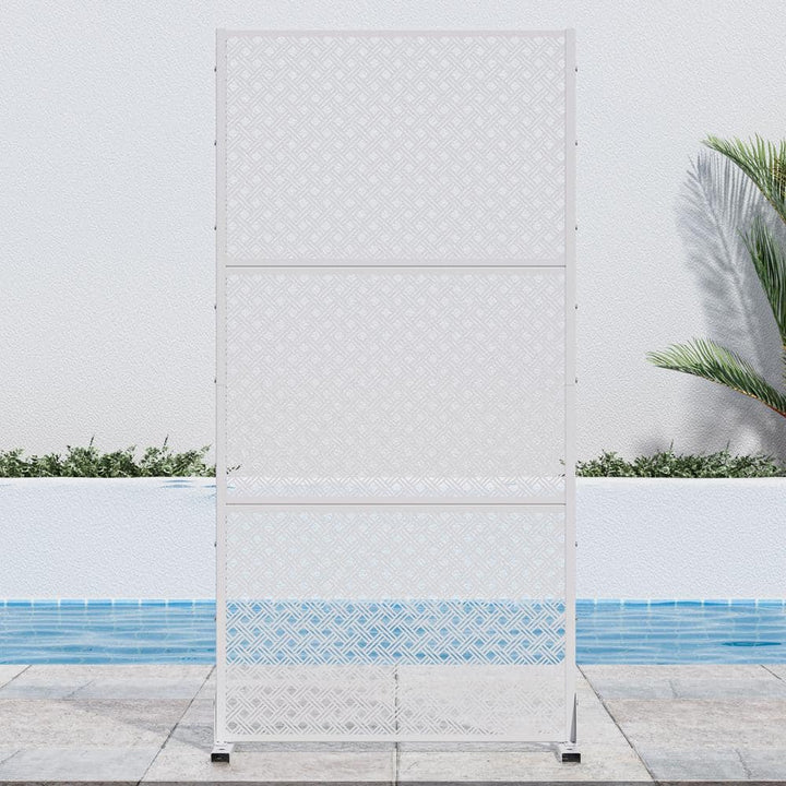 Lirago 72 in. H x 35 in. W White Outdoor Metal Privacy Screen Garden Fence Woven Pattern Wall Applique