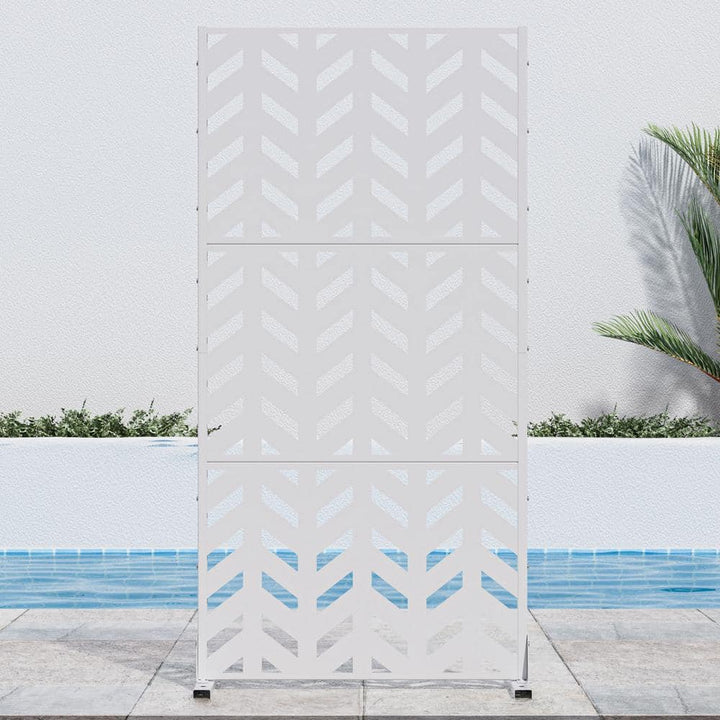 Lirago 72 in. H x 35 in. W White Outdoor Metal Privacy Screen Garden Fence Arrow Pattern Wall Applique