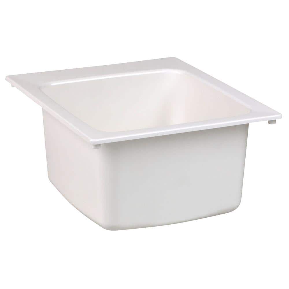 MUSTEE Fiberglass Self-Rimming Utility Sink - 17" x 20" in White