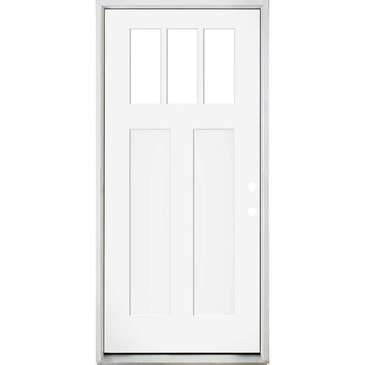Steves & Sons 36 in. x 80 in. Legacy Series 3 Lite Clear Glass Left-Hand Inswing Primed Fiberglass Prehung Front Door