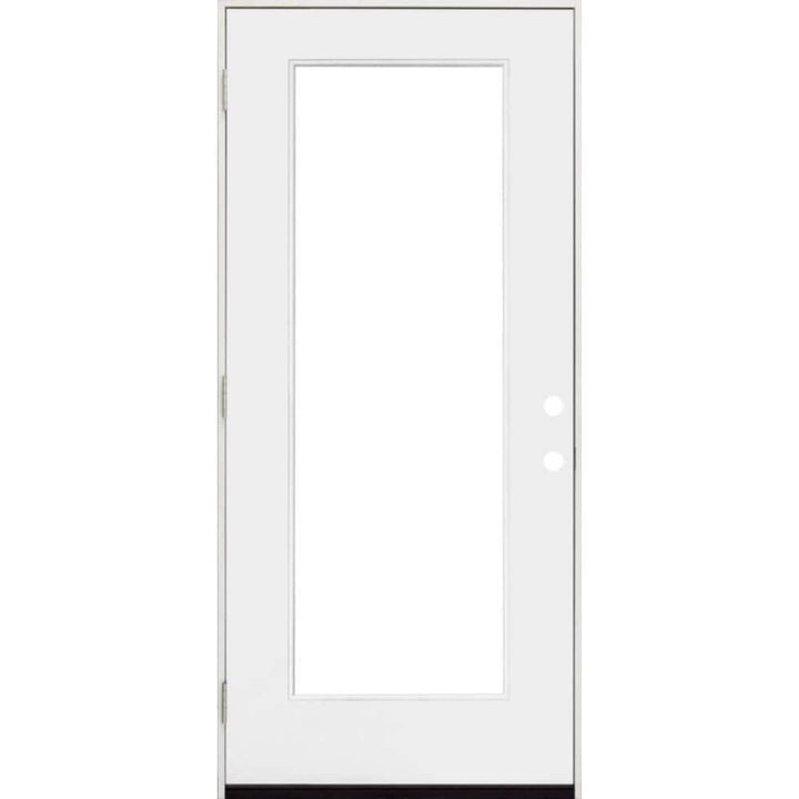 Steves & Sons 36 in. x 80 in. Legacy Series Full Lite Clear Glass Right-Hand Outswing White Primed Fiberglass Prehung Front Door