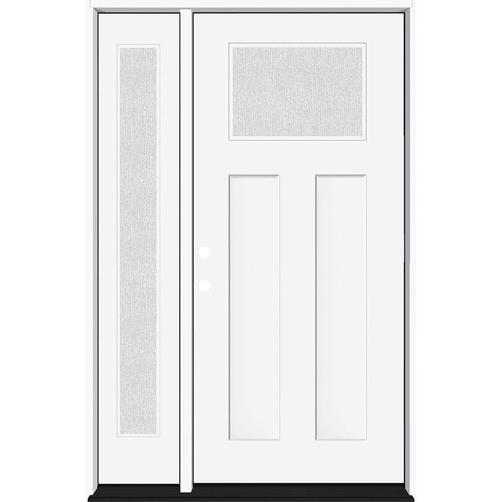Steves & Sons Legacy Series 51 in. x 81-1/2 in. Primed Fiberglass Front Door, Single with Right Sidelite, Left-Hand Inswing, Bronze Hinges