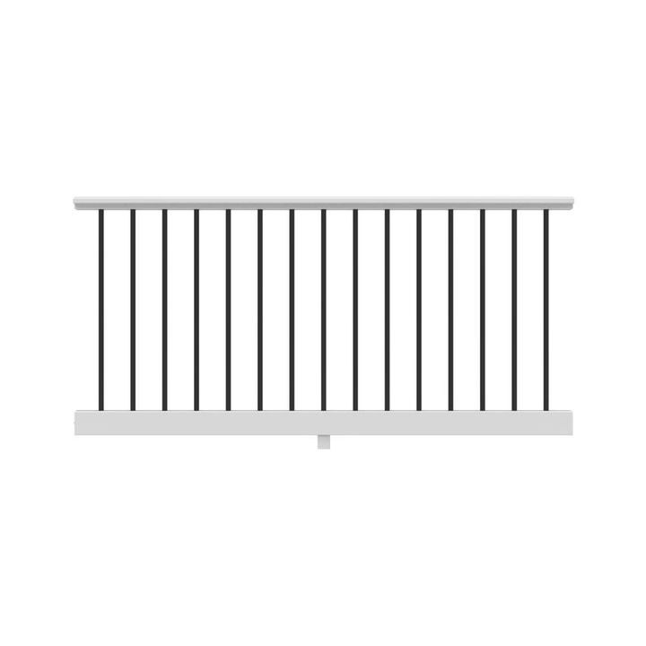 RDI 6 ft. x 36 in. White Vinyl Original Rail Level Rail Kit Including 3/4 in. Black Round Balusters
