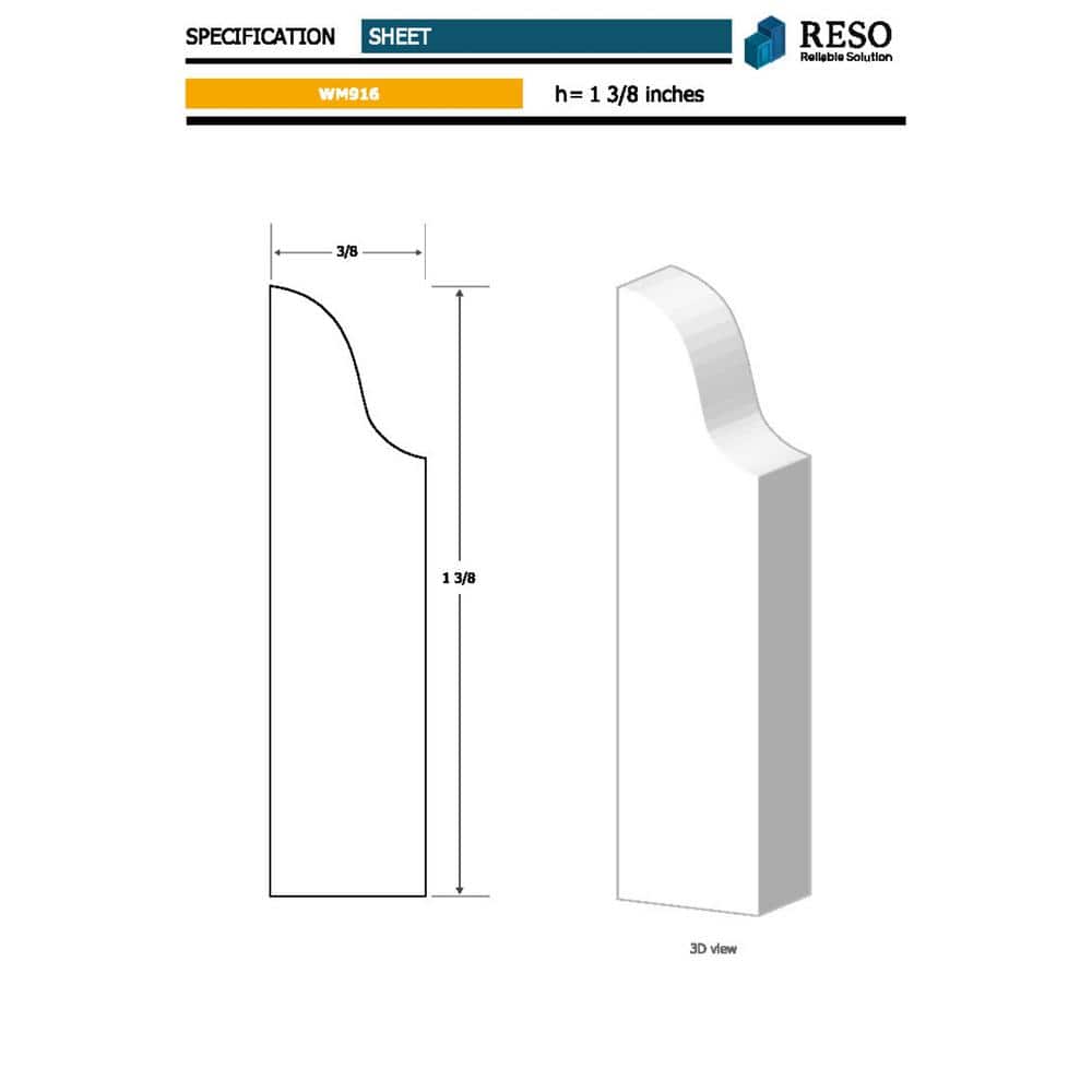 RESO RMC 916 3/8 in. D x 1-3/8 in. W x 99 in. L Primed Finger-Joined Wood Pine Doorstop Molding 20-Pieces 160 ft. Total