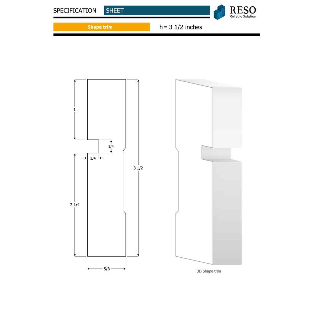 RESO RT 352 5/8 D in. x 3-1/2 W x 84 L in. Primed Pine Wood Finger-Joined Moliding Casing for 36T in. Door One Side