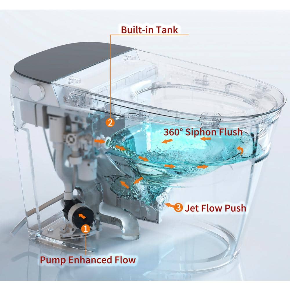 Casta Diva Elongated Electric Smart Bidet Toilet 1.06GPF with Heated Seat and Foot Sensor
