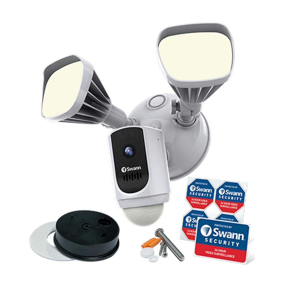 Swann Outdoor Wi-Fi Camera with Motion Activated Floodlight, White