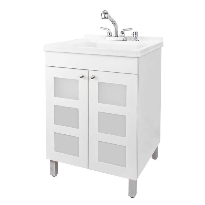 TEHILA 18 Gallon Thermoplastic Drop-in Laundry Sink with Cabinet, Faucet & Soap Dispenser