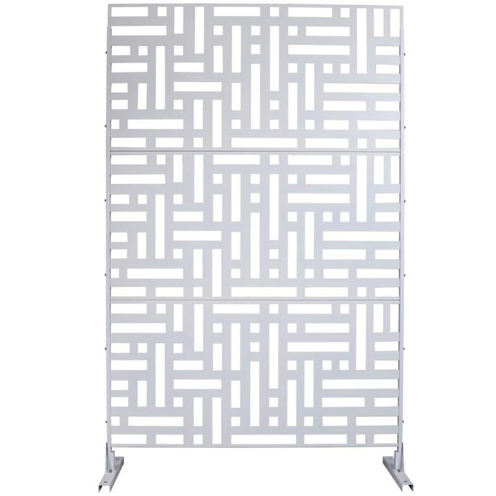 Tidoin 6.3 ft. x 4 ft. White Steel Freestanding Flat Flat Top Decorative Privacy Screen Metal Fence Panel