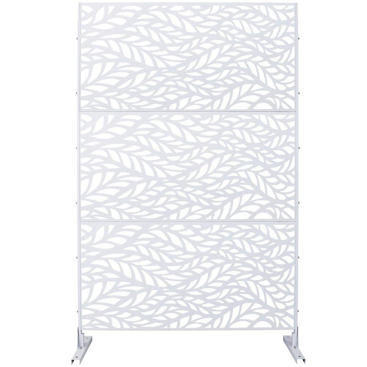Tidoin 6.3 ft. x 4 ft. White Steel Freestanding Flat Flat Top Decorative Privacy Screen Metal Fence Panel