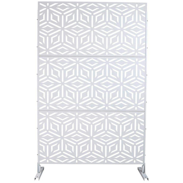 Tidoin 6.3 ft. x 4 ft. White Steel Freestanding Flat Flat Top Decorative Privacy Screen Metal Fence Panel