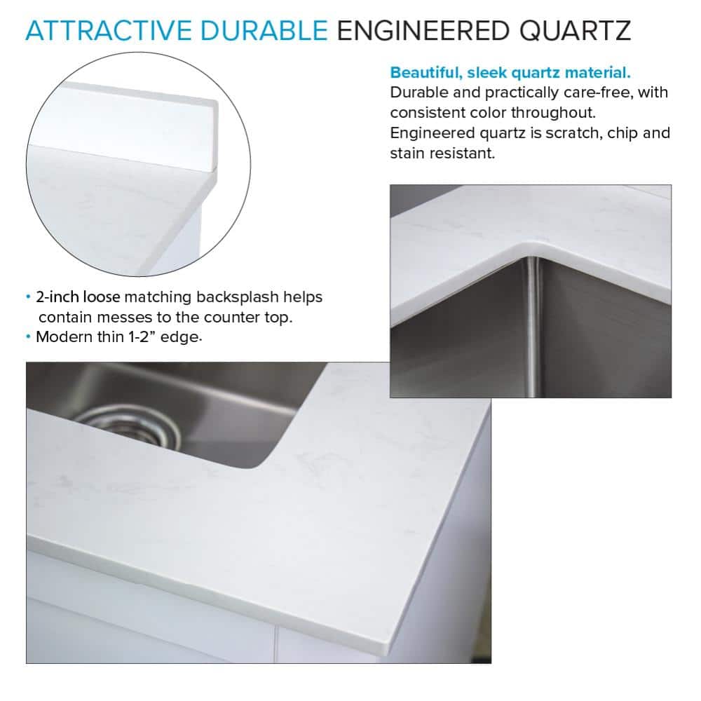 Transolid All-in-One 29" x 25.5" Stainless Steel Quartz Undermount Laundry Sink Cabinet with Faucet