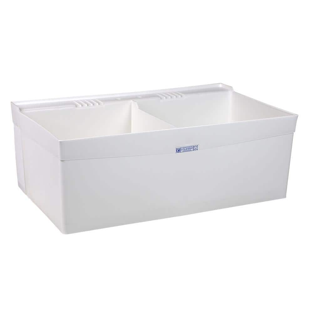 Utialtwin Structural Thermoplastic Double-Basin Wall Mount Laundry Tub