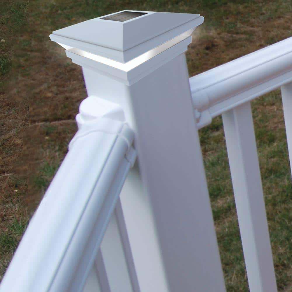 Veranda 4 in. x 4 in. White Vinyl Solar Post Cap
