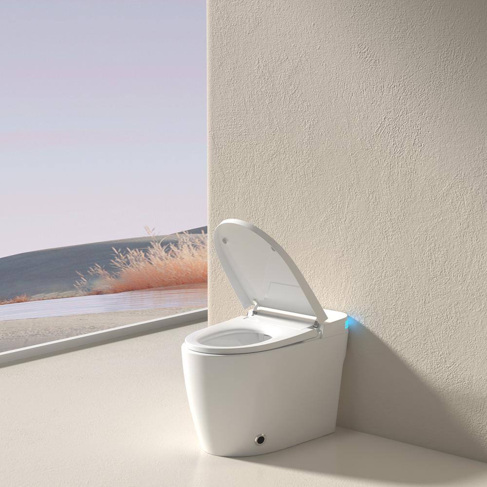 WELLFOR Elongated Smart Bidet Toilet with Voice Control and Bubble Shield, 1.28 GPF, White