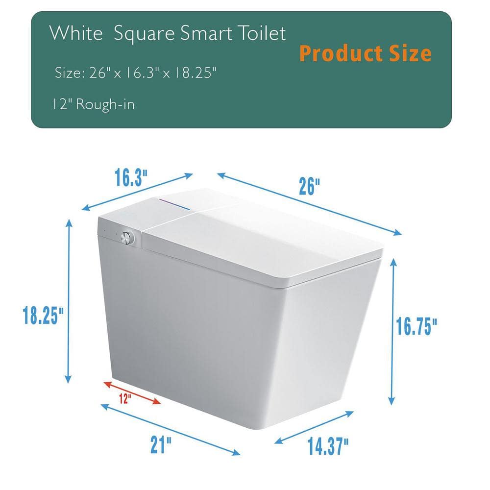 WELLFOR TM-1 LED Smart Bidet Toilet with Auto Flush & Heated Seat