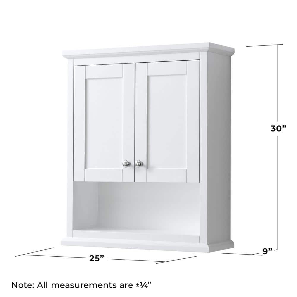 Wyndham Collection Avery 25 in. W Bathroom Wall Cabinet in White