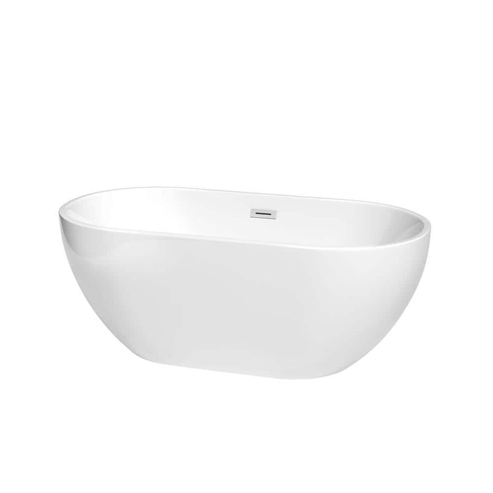 Wyndham Collection Brooklyn 60 in. Acrylic Freestanding Bathtub with Chrome Trim