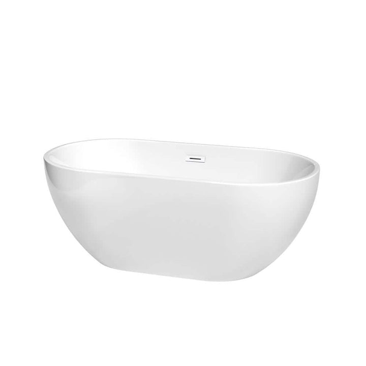 Wyndham Collection Brooklyn 60 in. Acrylic Freestanding Bathtub in White with Shiny Trim