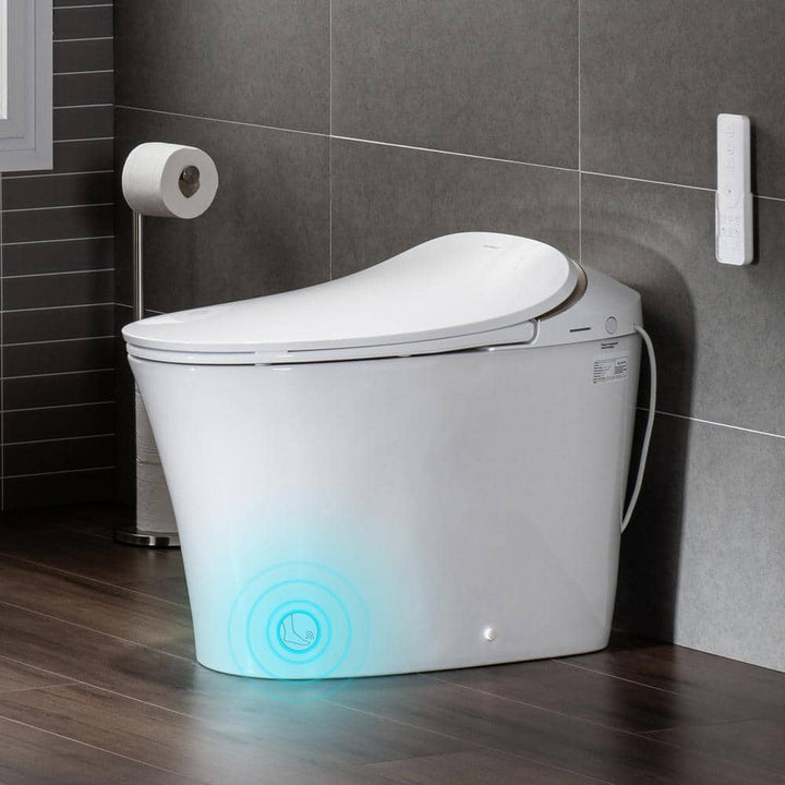 WOODBRIDGE Intelligent Comfort Height Dual Flush Elongated Toilet, White