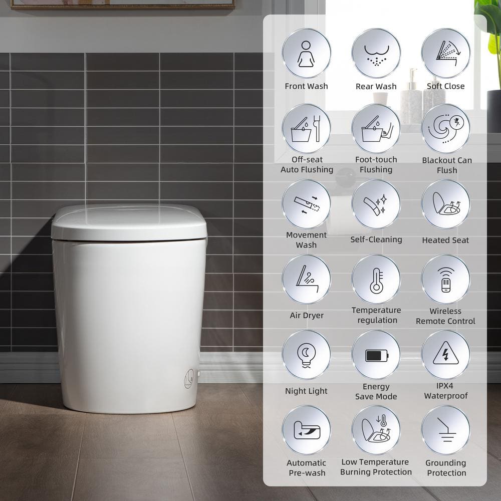 WOODBRIDGE Elongated Smart Bidet Toilet with Auto Features in White