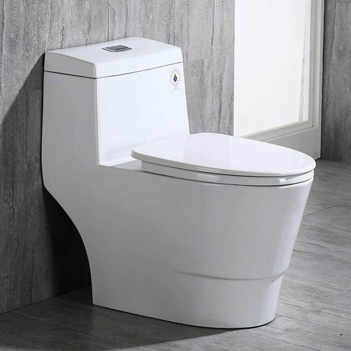 WOODBRIDGE Bristol 1-Piece 1.0/1.6 GPF High Efficiency Elongated All-In-One Toilet with Soft-Close Seat, White