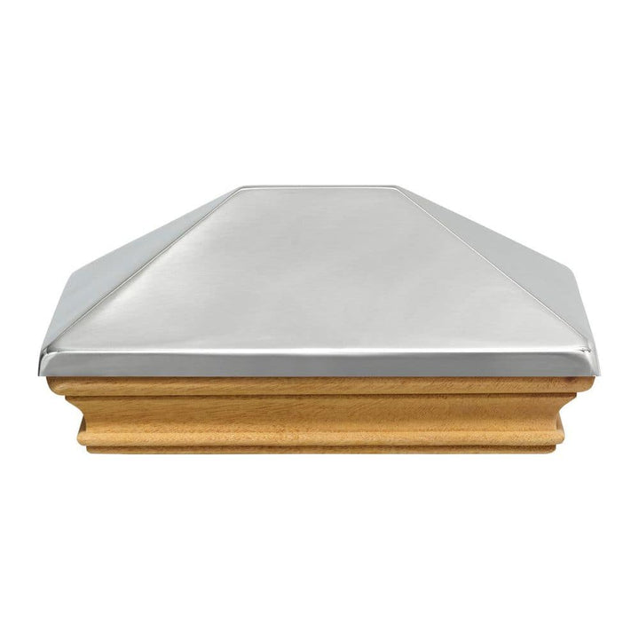 Protectyte Miterless 4 in. x 6 in. Untreated Wood Flat Slip Over Fence Post Cap with Stainless Steel Pyramid