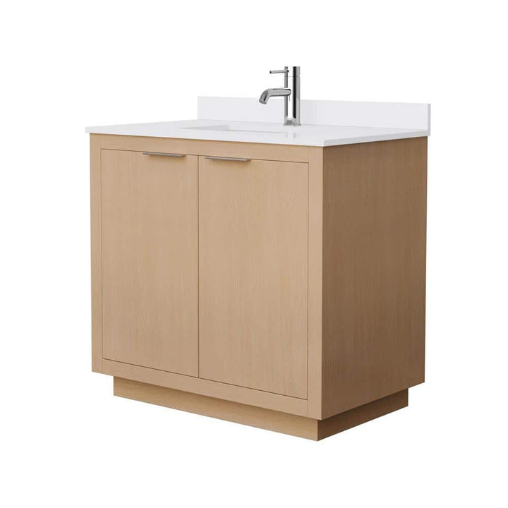 Wyndham Collection Maroni 36" Bathroom Vanity with Cultured Marble Top in Light Straw