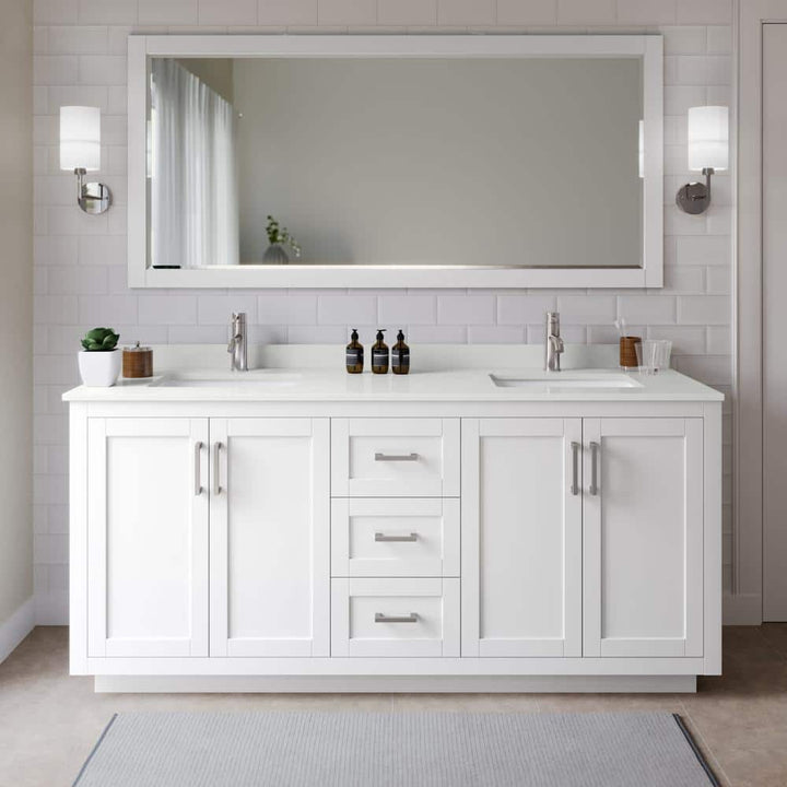Wyndham Collection Miranda 72" Double Bath Vanity with White Quartz Top