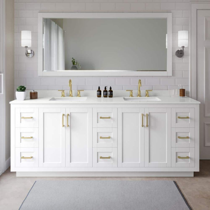 Wyndham Collection Miranda 84" Double Bath Vanity with White Quartz Top