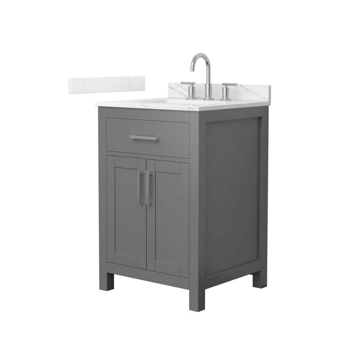 Wyndham Collection Beckett 24" Freestanding Dark Gray Bath Vanity with Giotto Quartz Top