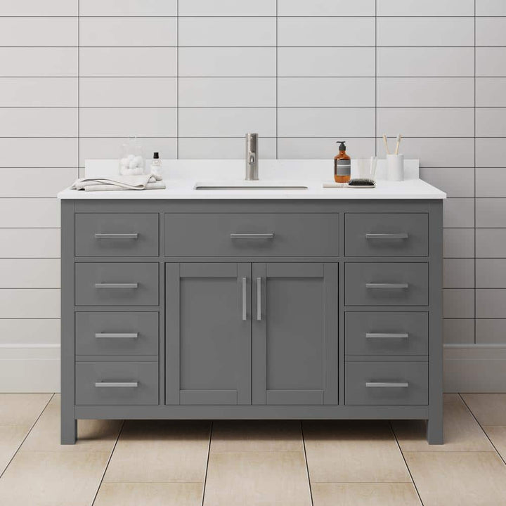 Wyndham Collection Beckett 54" Single Vanity in Dark Gray with Cultured Marble Top