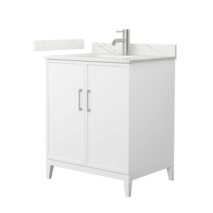 Wyndham Collection Elan 30" White Bathroom Vanity with Giotto Quartz Top