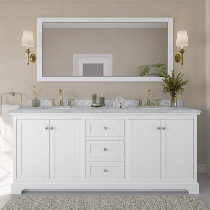 Wyndham Collection Avery 80" Double Sink Bathroom Vanity with White Carrara Marble Top