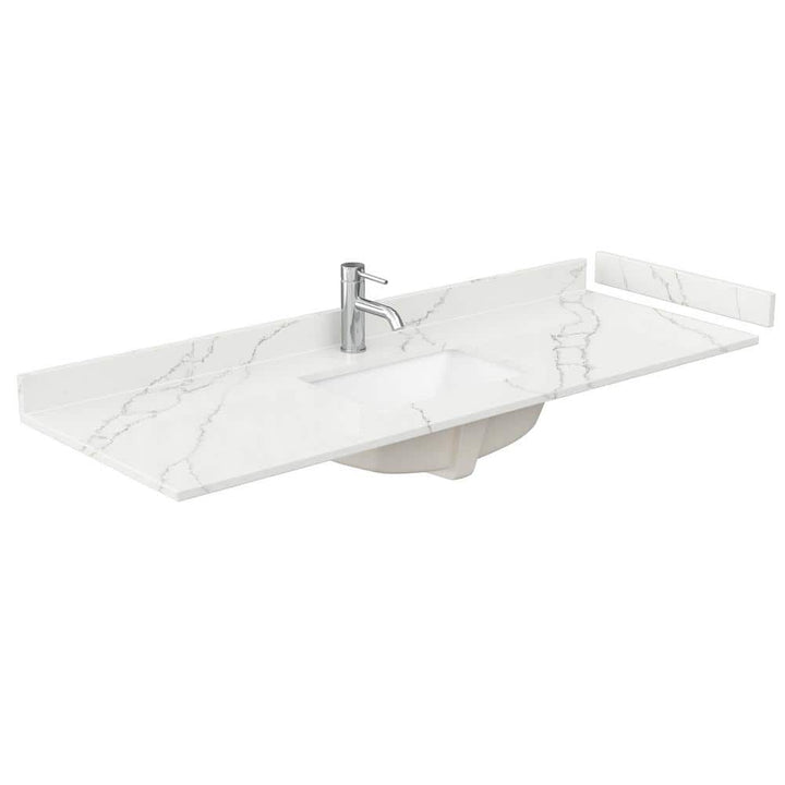 Wyndham Collection 60 in. Quartz White Single Sink Bathroom Vanity Top with Giotto Finish