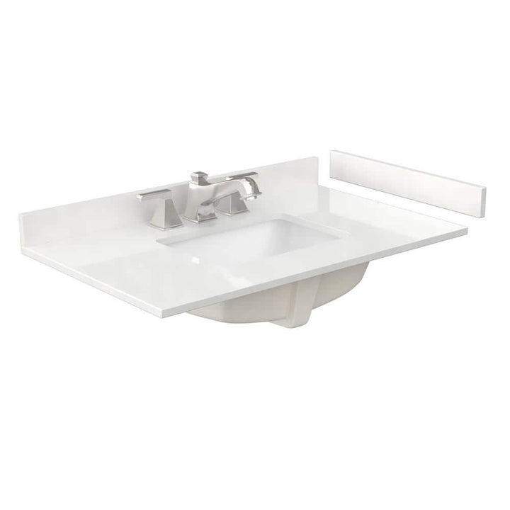Wyndham Collection 36 in. Quartz White Bathroom Vanity Top with Sink