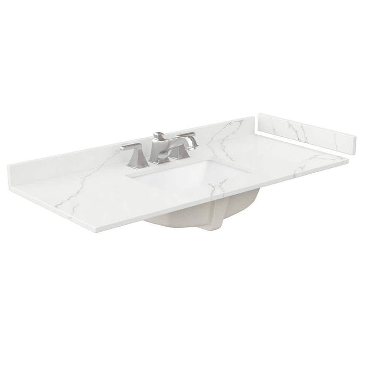 Wyndham Collection Quartz White Single Sink Bathroom Vanity Top - 48 in. x 22 in.