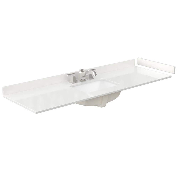 Wyndham Collection 66 in. Quartz White Single Sink Bathroom Vanity Top with Backsplash