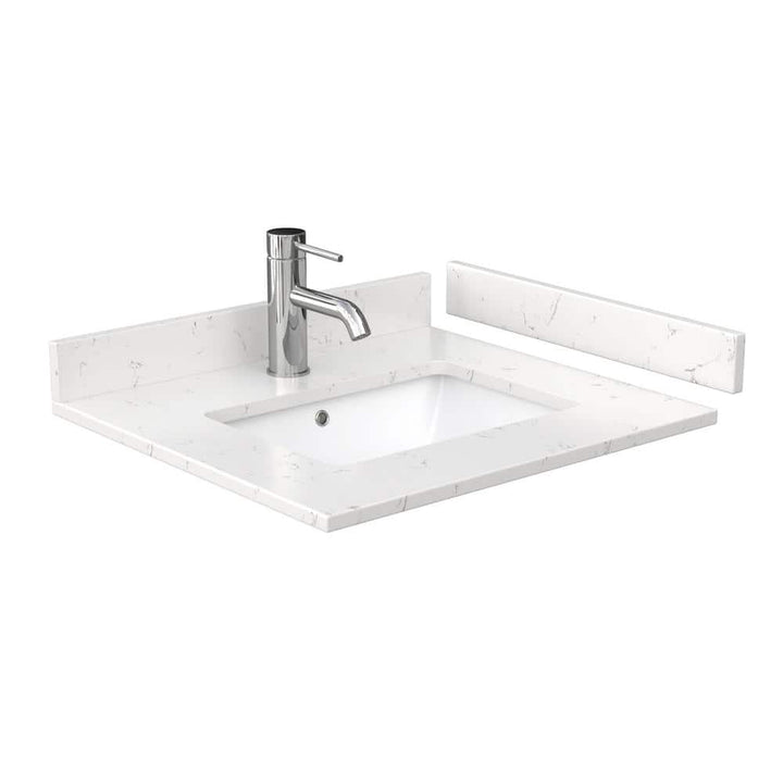 Wyndham Collection 24 in. Cultured Marble Bathroom Vanity Top with Sink in Light-Vein Carrara