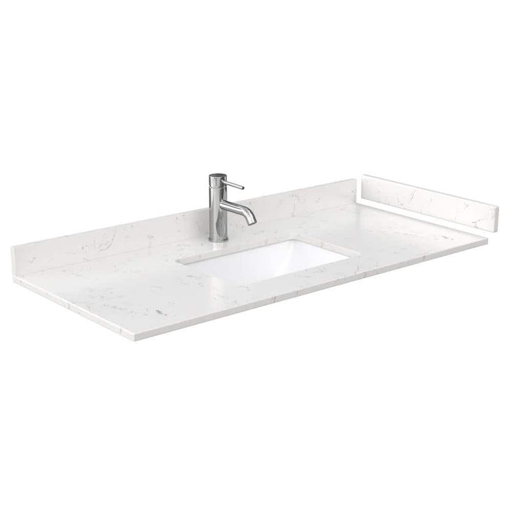 Wyndham Collection 48 in. Cultured Marble Vanity Top with White Basin, Light-Vein Carrara