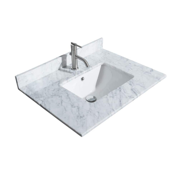 Wyndham Collection 30 in. Marble Vanity Top with White Basin and Backsplash