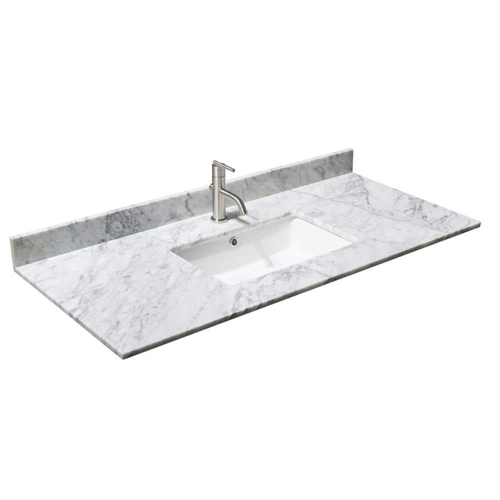 Wyndham Collection 48 in. Marble Vanity Top with White Basin and Backsplash
